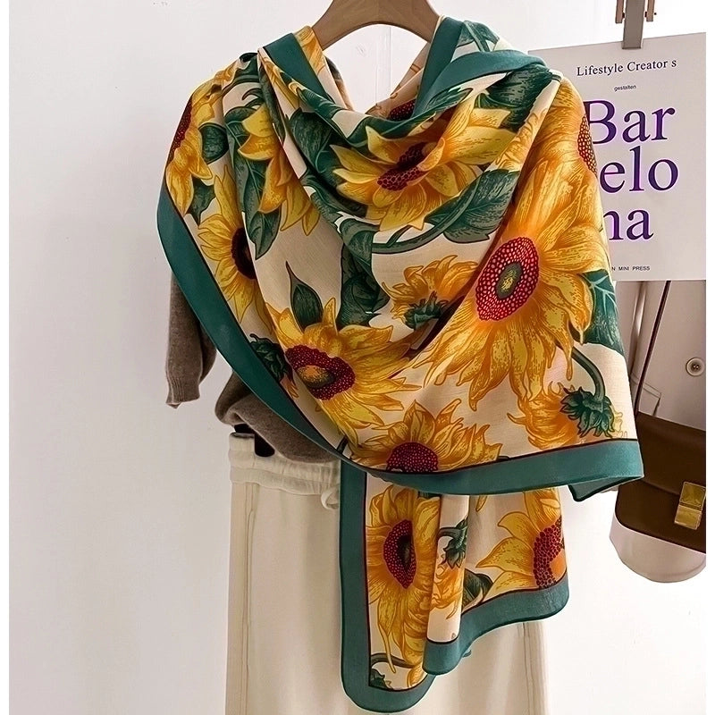Women's Minimalist Flower Imitation Wool Printing Scarf