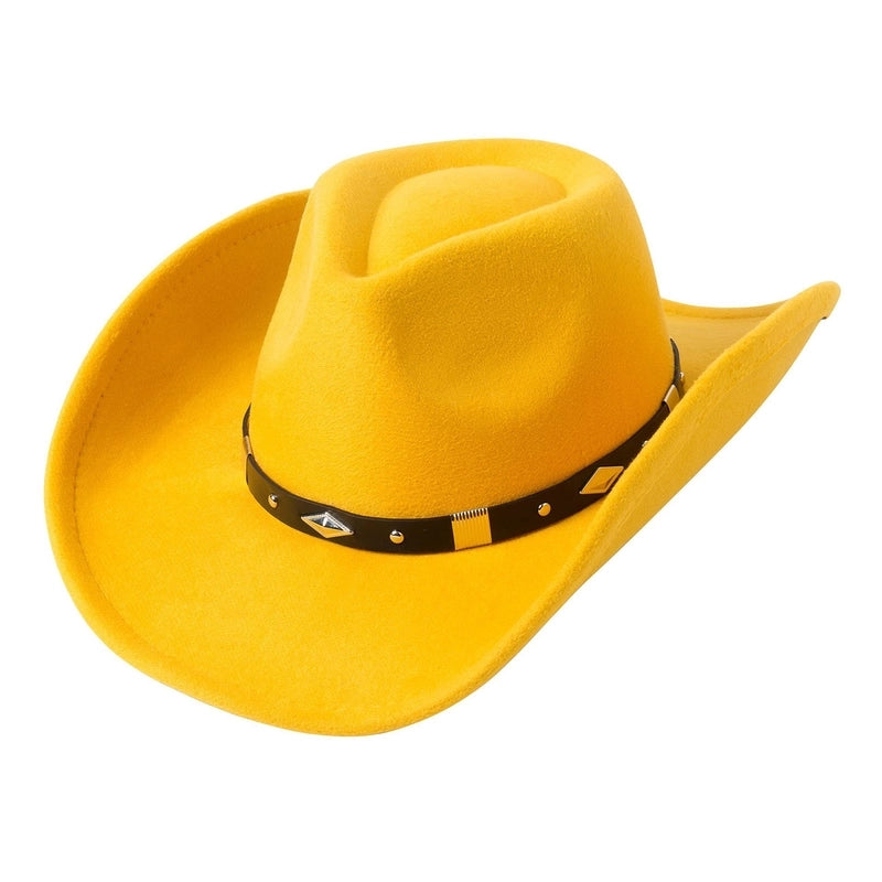 Style Curling Western Cowboy Hat Female British Versatile Solid Color Jazz Hat Autumn And Winter Warm Windproof Bowler Hat Male