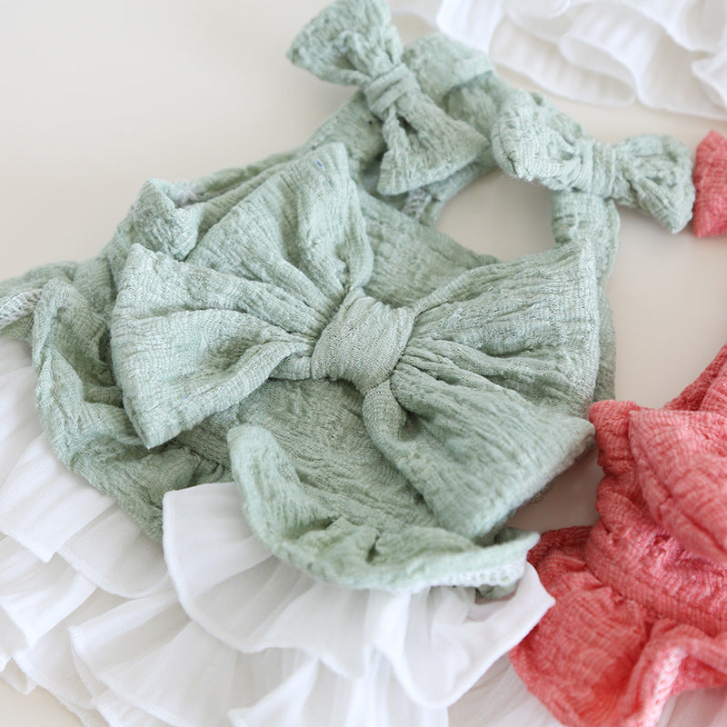 Sweet Big Bow Dog Cat Chiffon Dress