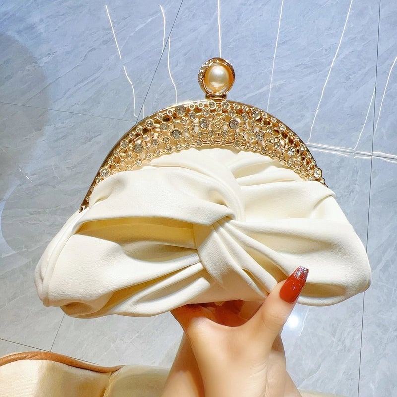 White Black Gold PU Geometric Pillow Shape Evening Bags