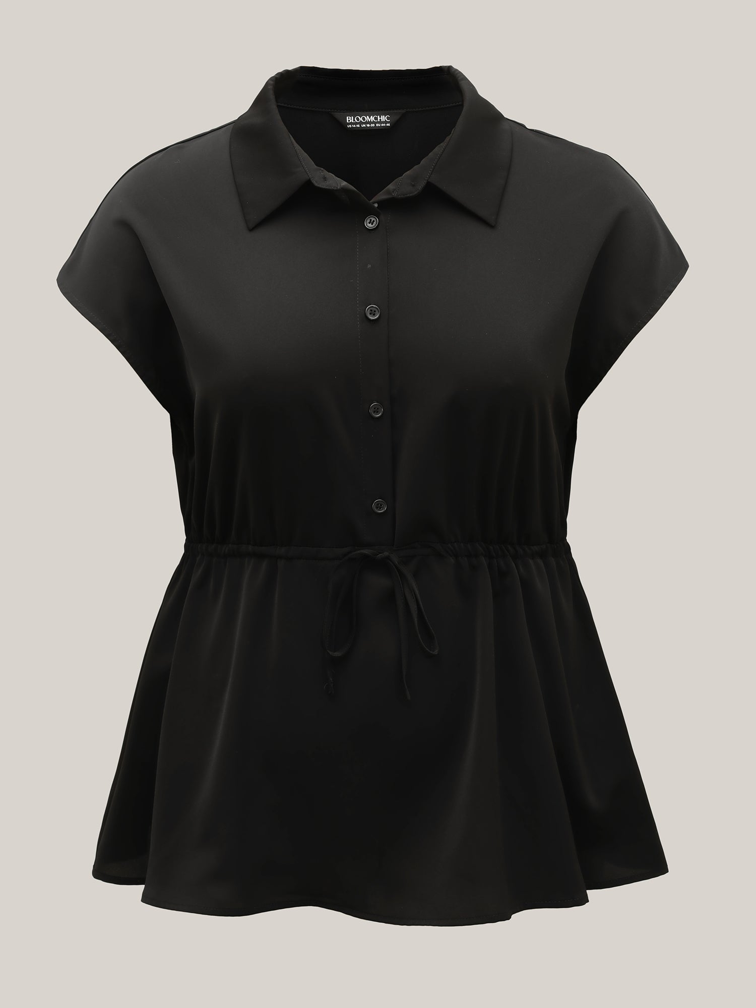 Solid Drawstring Waist Blouse