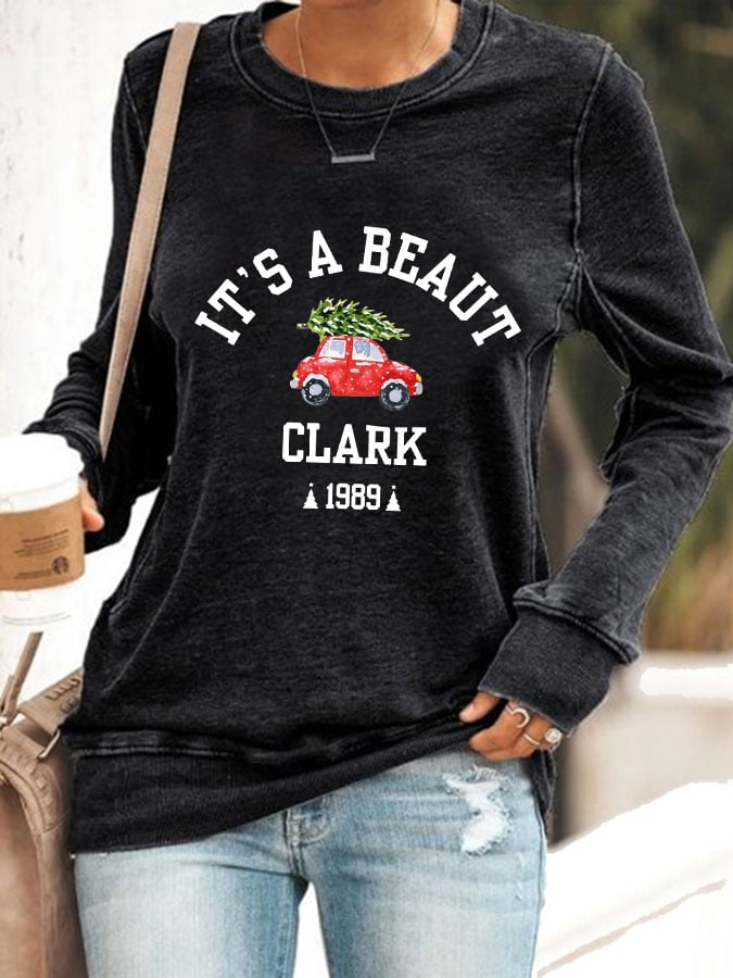 Women's Christmas It's A Beaut Clark Print Casual Sweatshirt