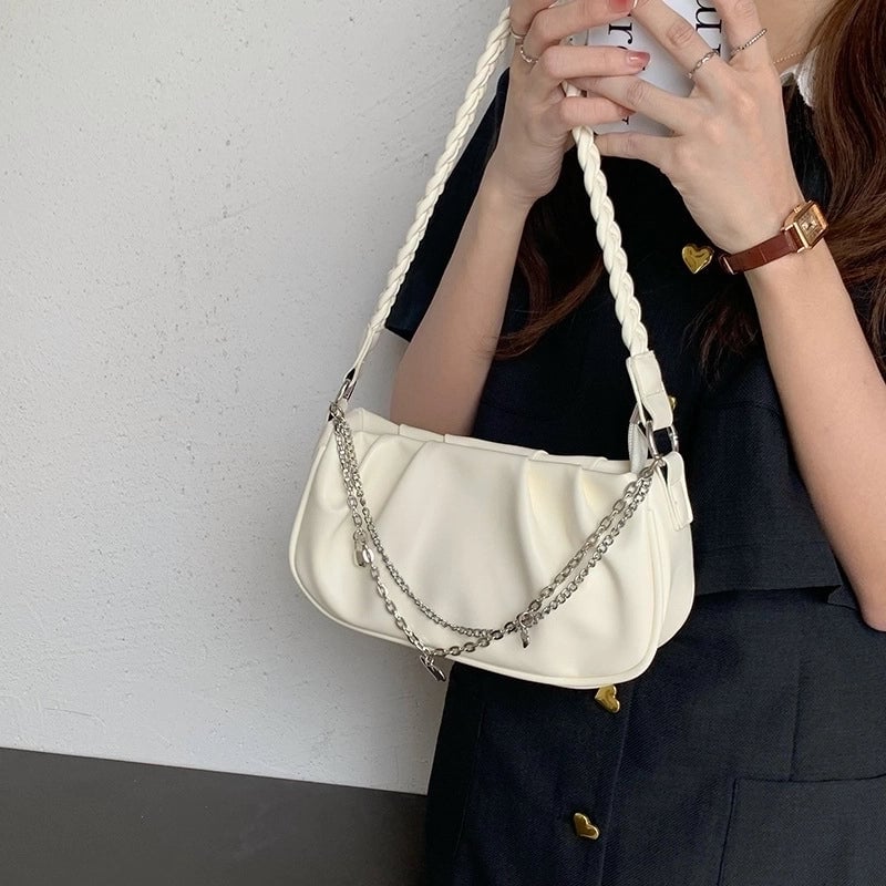 Women's Small Pu Leather Solid Color Streetwear Square Zipper Underarm Bag