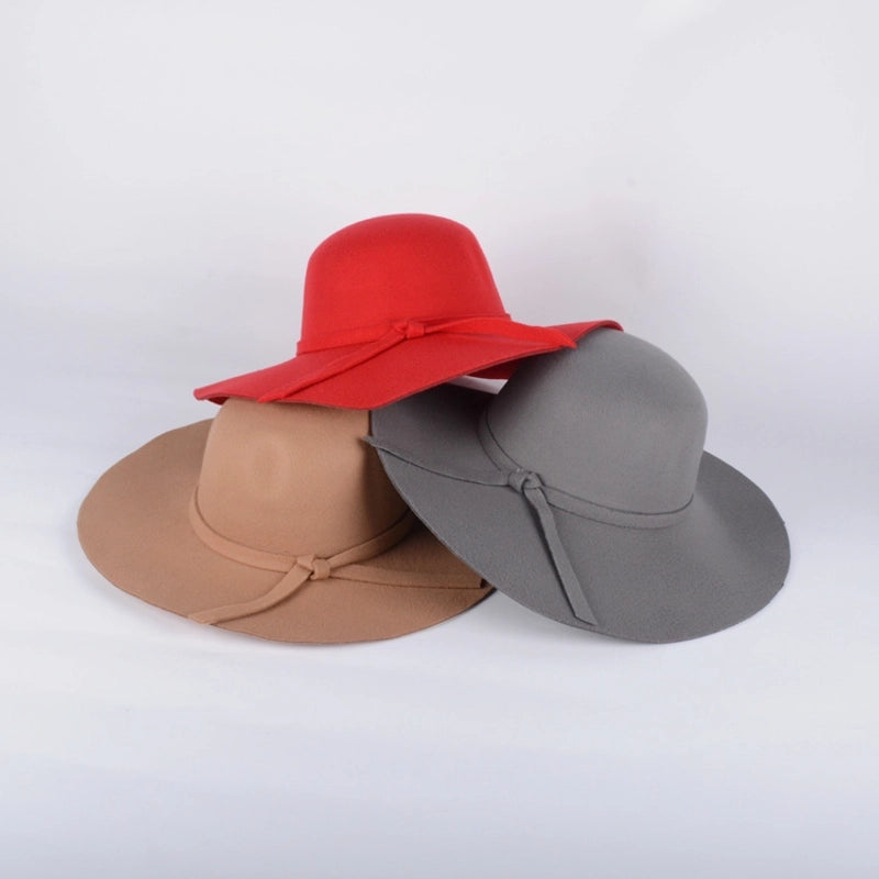Black Retro Big Brim Hat Woolen Hat Female Autumn And Winter Trendy Casual Dome Top Hat Female