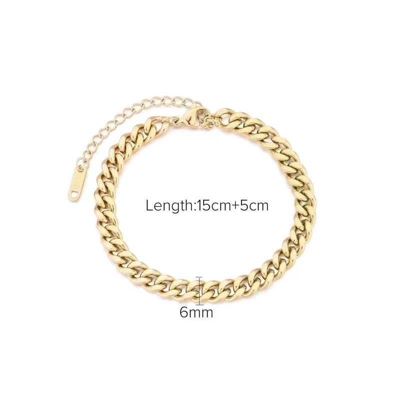 Minimalist Solid Color 304 Stainless Steel 18K Gold Plated Bracelets In Bulk