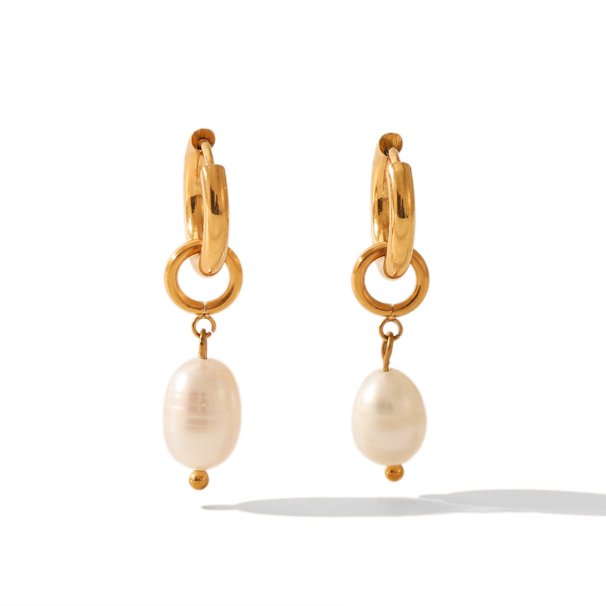 Ins Titanium Steel Earrings Female Freshwater Pearl Earrings Earrings Stainless Steel Earrings