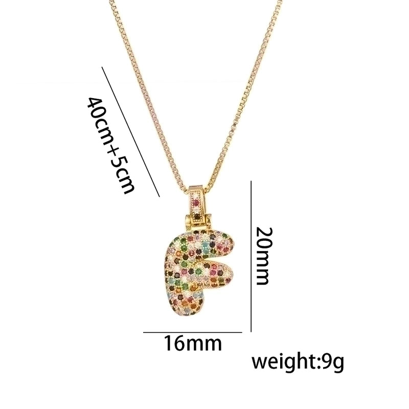 Titanium Steel 18K Gold Plated Minimalist Inlay Letter Zircon Pendant Necklace