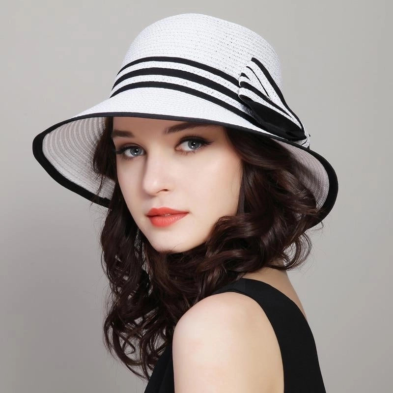 Women's Pastoral Minimalist Solid Color Bowknot Wide Eaves Baseball Cap