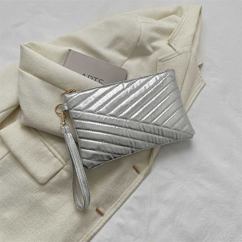 Gold Silver Colorful Pu Leather Solid Color Square Clutches