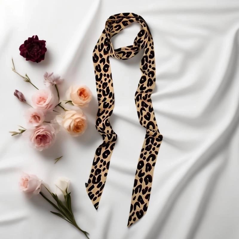 Women's Elegant Polka Dots Flower Leopard Satin Silk Scarf