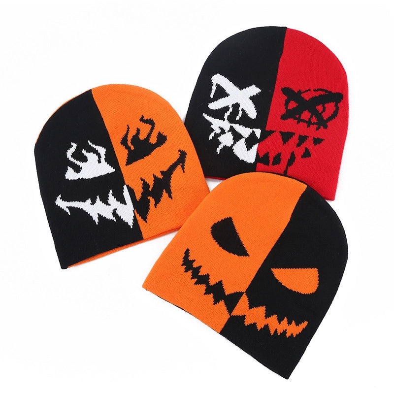 Unisex Retro Funny Halloween Pattern Ghost Wool Cap