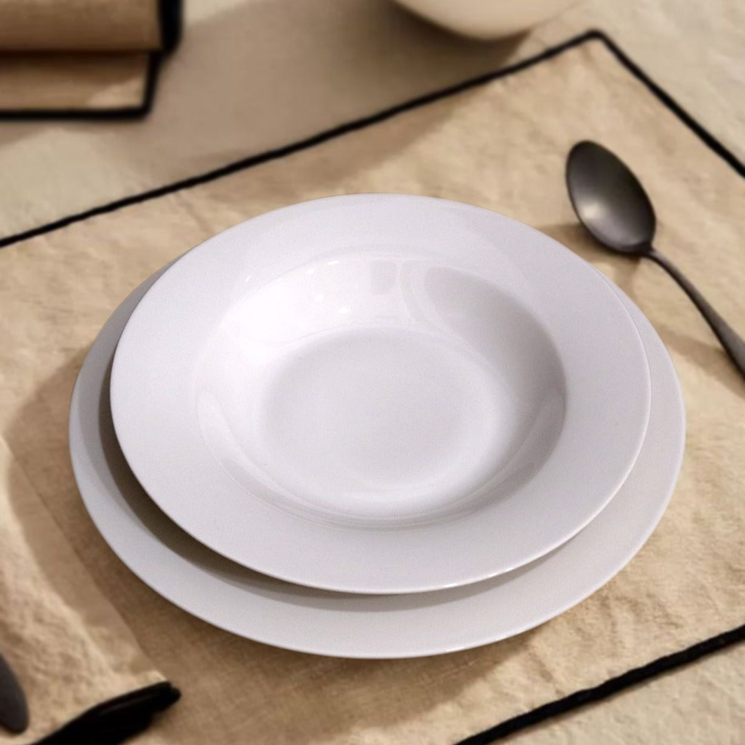 Lightweight Porcelain Round White Plates Set with Box