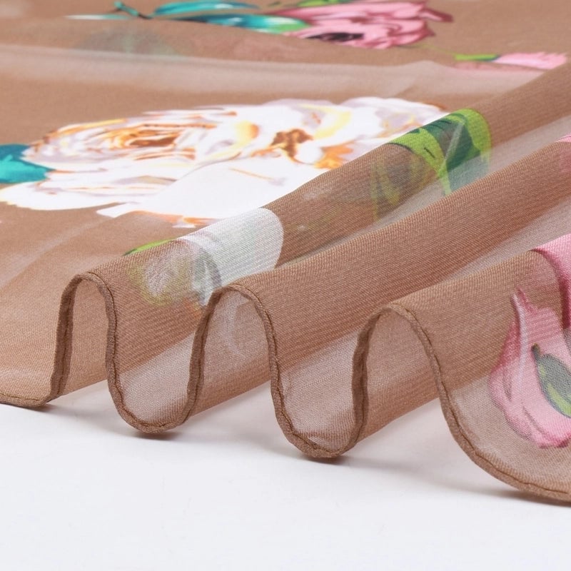 Women's Elegant Flower Georgette Printing Cotton Linen Scarves