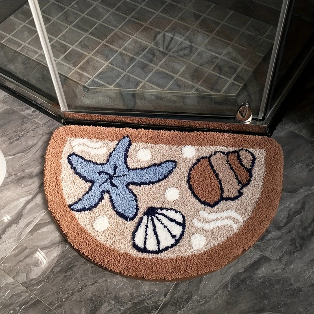 Fluffy Semicircle Non-Slip Bath Mat
