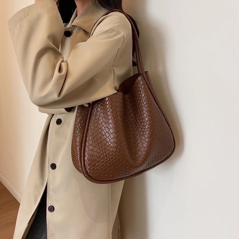 Women's All Seasons Pu Leather Solid Color Elegant Classic Style Bucket Magnetic Buckle Shoulder Bag Tote Bag
