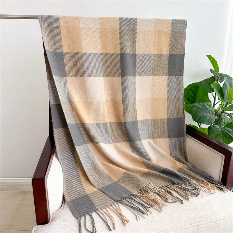 Unisex Business Basic Minimalist Tassel Imitation Cashmere Polyester Scarf
