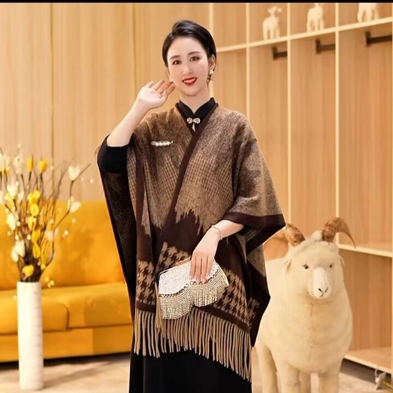 Women's Streetwear Plaid Blended Shawl