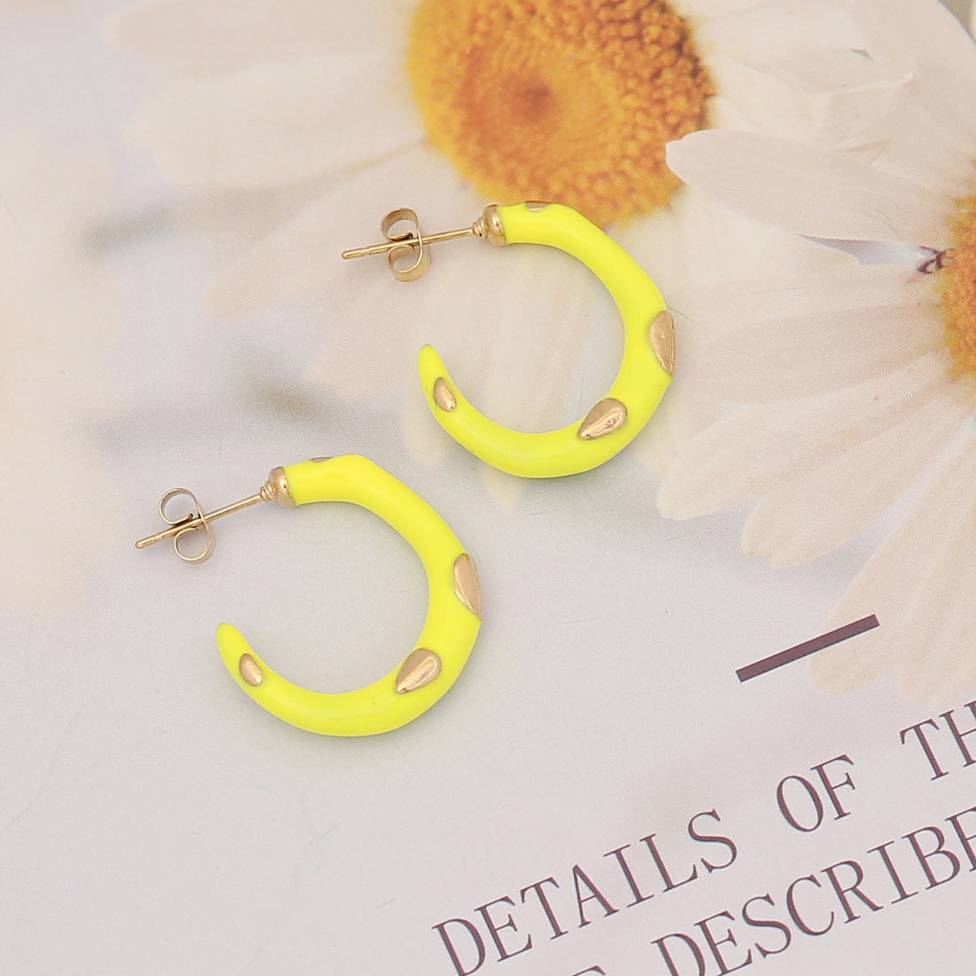 Natural U-Shape Stainless Steel Oil Dripping Earrings