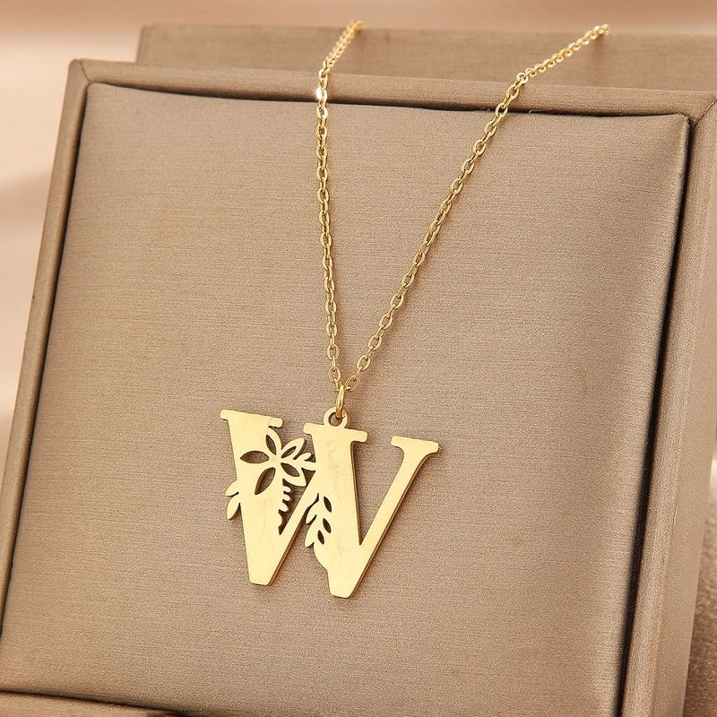 Basic Classic Style Letter Stainless Steel Plating Pendant Necklace