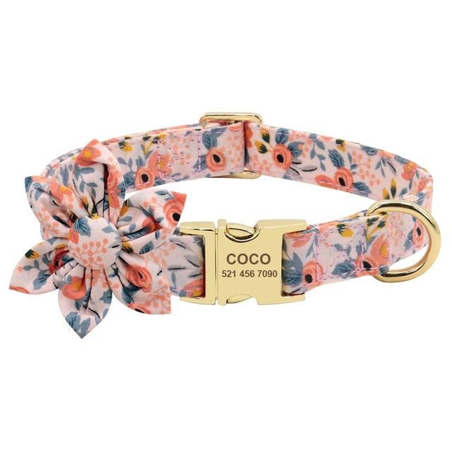 Personalized Engraved Dog Collar With Leash