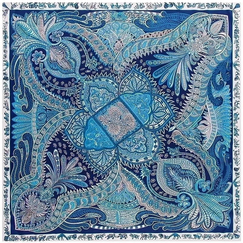 Women's Elegant Retro Floral Satin Silk Scarf