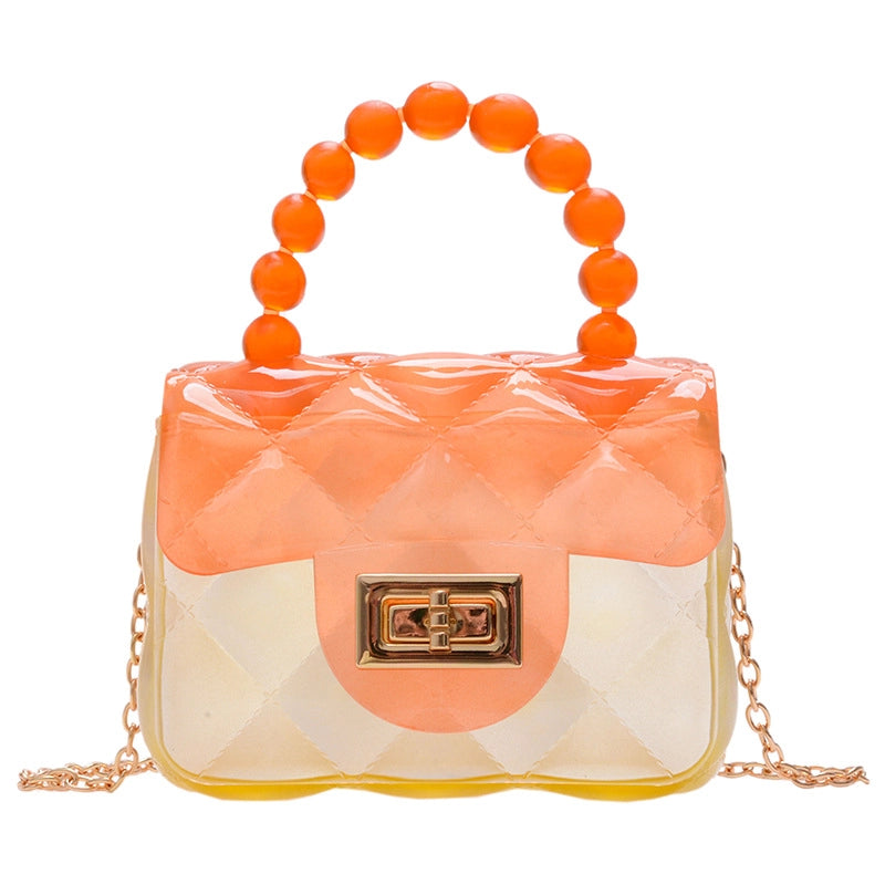 Women's Mini Pvc Color Block Fashion Transparent Square Lock Clasp Crossbody Bag