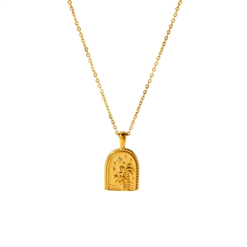 304 Stainless Steel Gold Plated Minimalist Classic Style Plating Solid Color Pendant Necklace