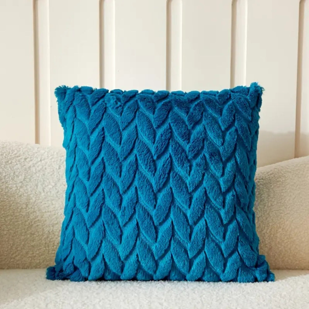 Geo Leaves Embroidered Cushion Cover