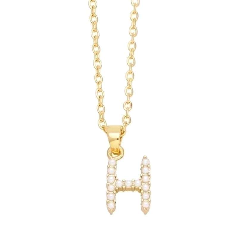 Minimalist Letter Copper Inlay Anti-pearl Necklace