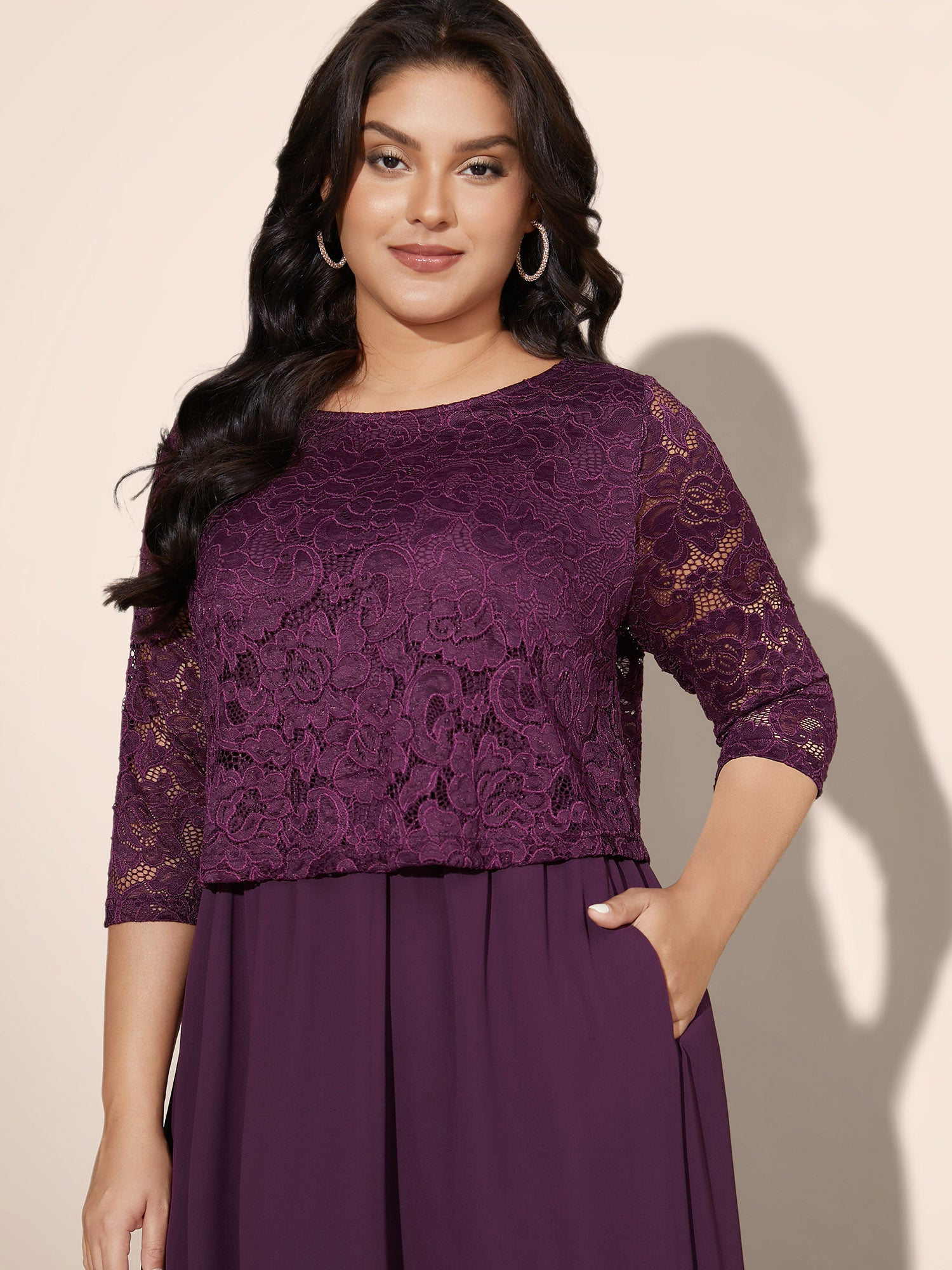 Round Neck Crochet Lace Mesh Dress