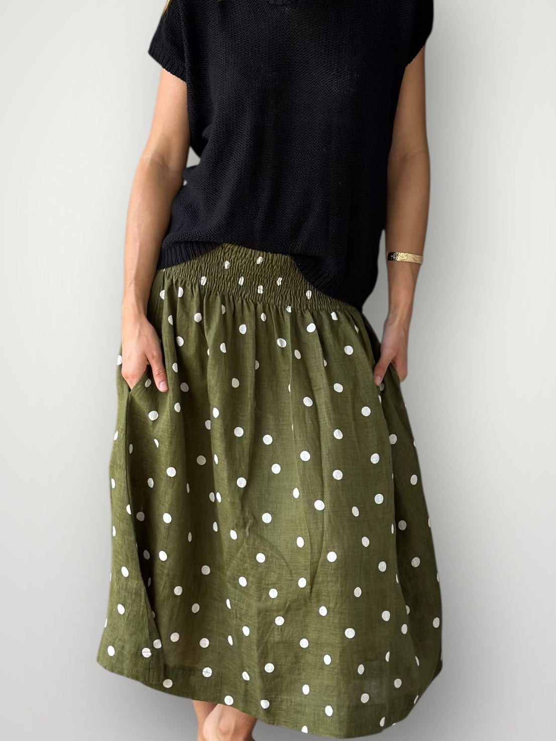lola skirt - army spot linen