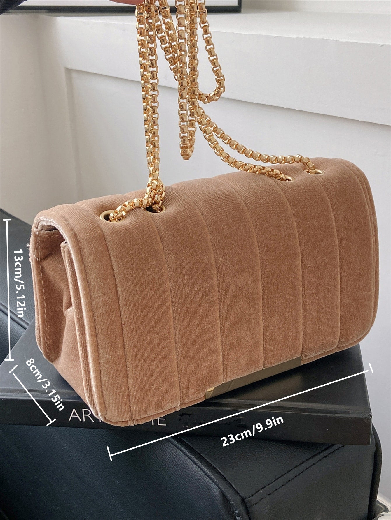 Minimalist Flap Chain Velvet Square Bag