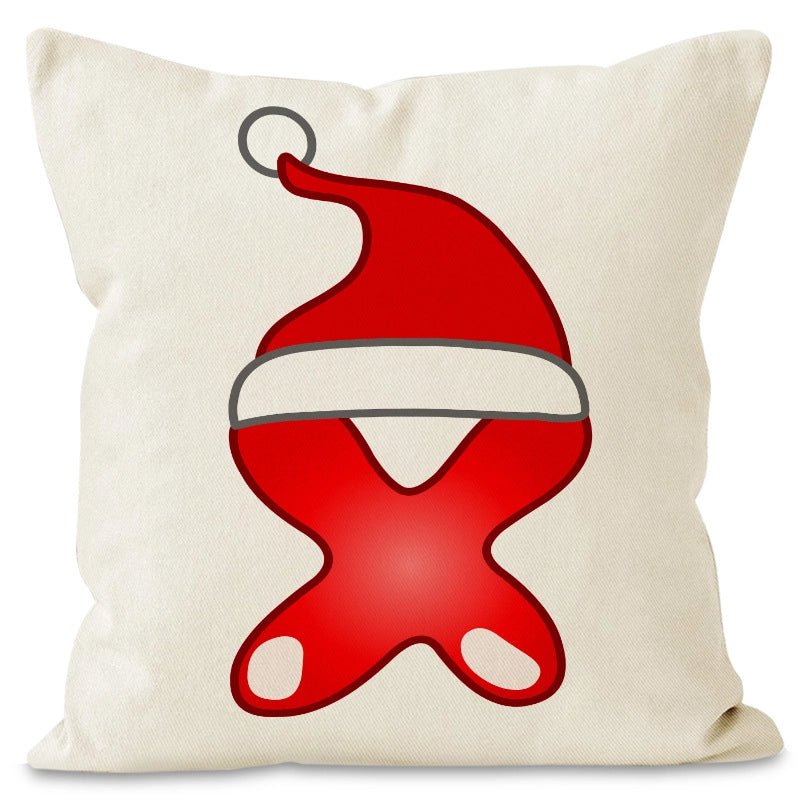 Christmas  Cute Modern Style Christmas Hat Letter Linen Polyester Pillow Cases Couch & Sofa Decor