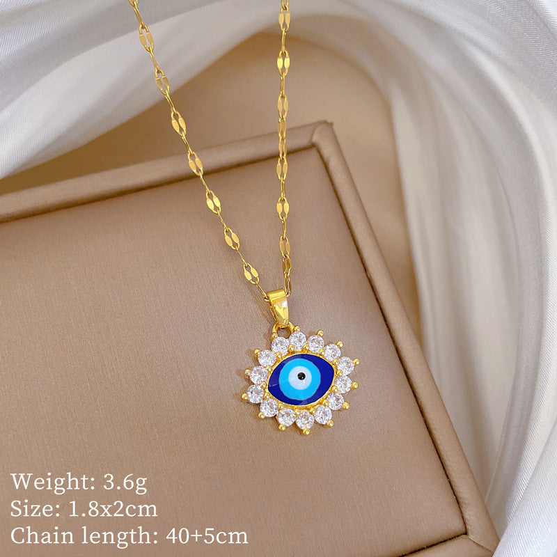 Oval Eyes Banquet Wedding Necklace Female Versatile Clavicle Chain Titanium Steel Chain