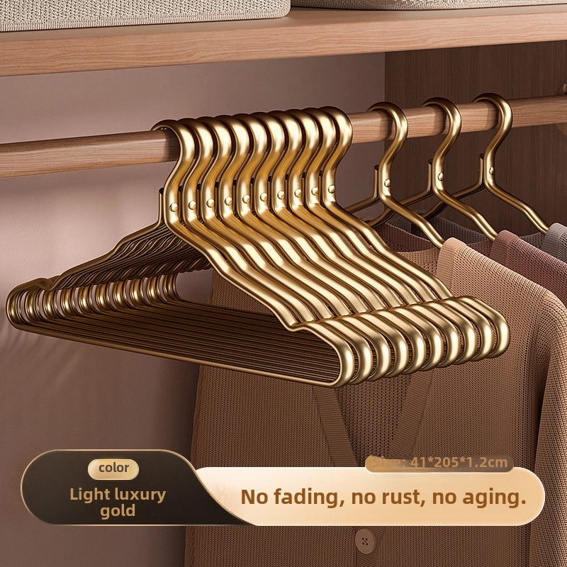 Space Aluminum Alloy Hanger Household Hanging Clothes Seamless Clothes Support Anti-slip Anti-shoulder Angle Light Luxury Metal Adult Drying Rack
