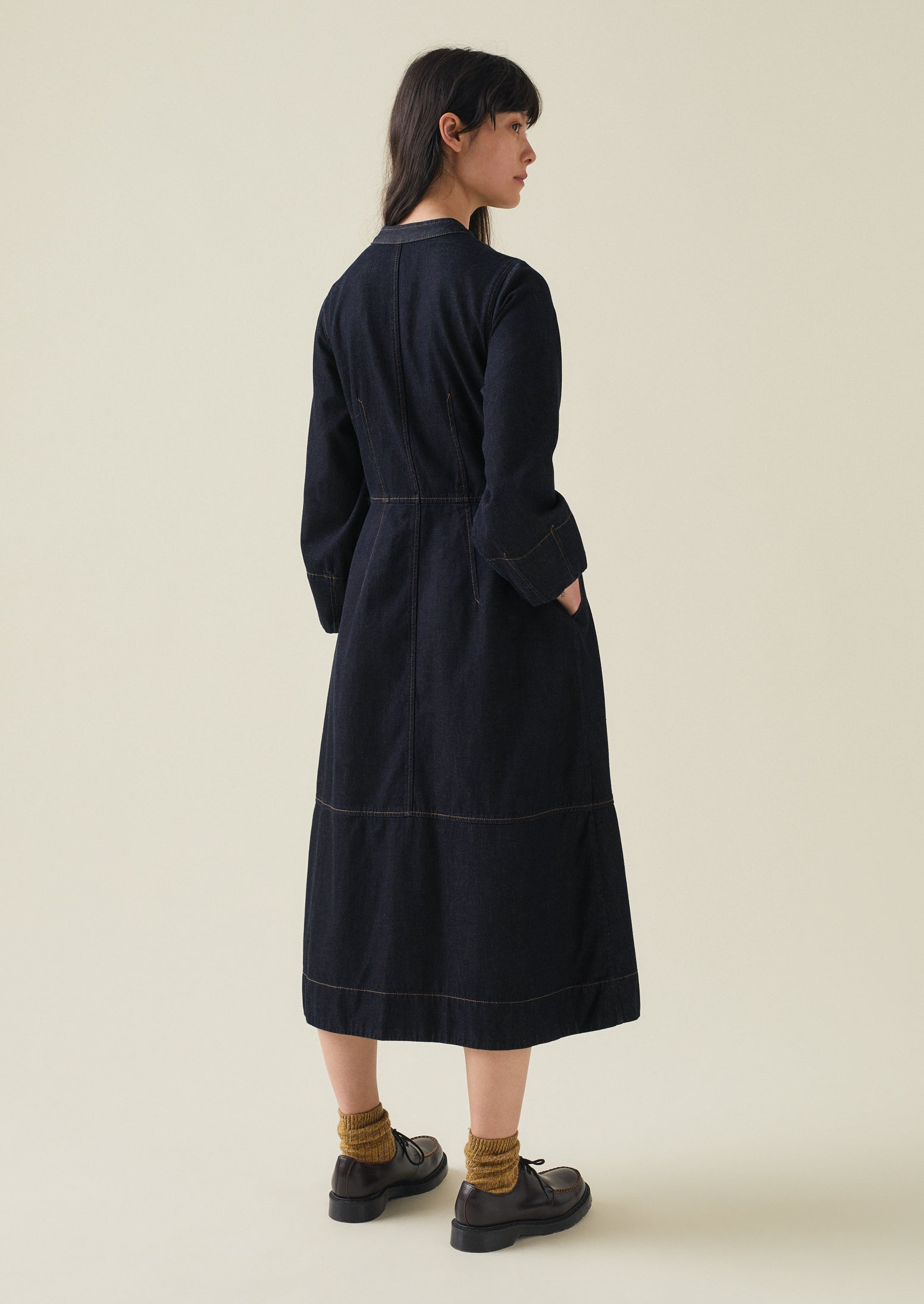 Indigo Denim Neat Shirt Dress | Indigo