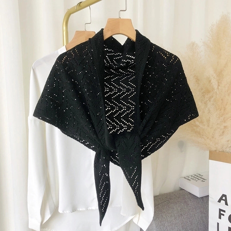 Women's Sweet Solid Color Knit Hollow Out Shawls