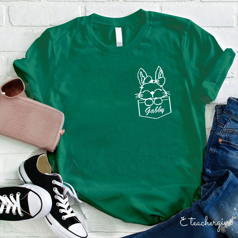 Personalized Name Cute Rabbit Teacher T-Shirt