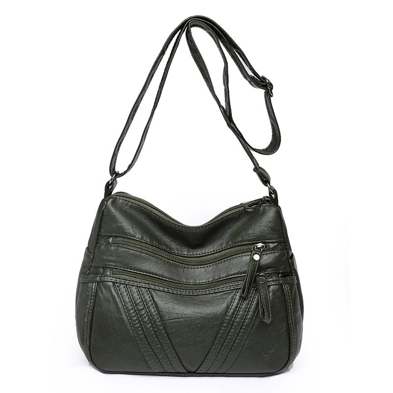 Women's Pu Leather Solid Color Vintage Style Square Zipper Square Bag