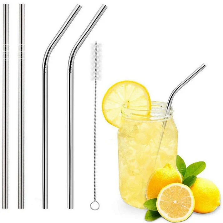 Reusable Stainless Steel Metal Straw - Pack of 5