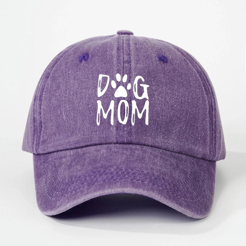 Hot Hat Printing DOG MOM Custom Washed Baseball Cap Men's And Women's Outdoor Sunscreen Soft Top Cap