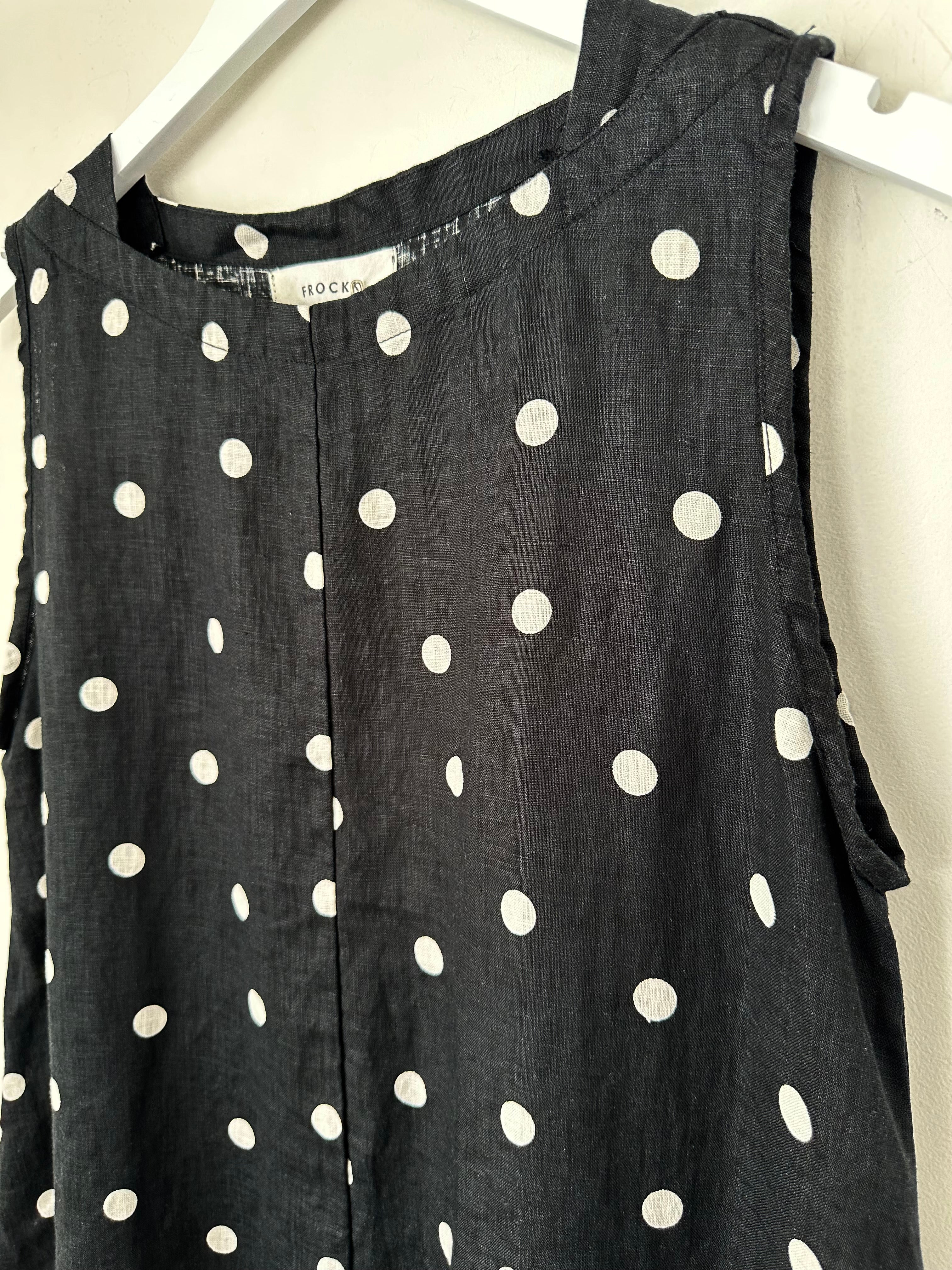 adele dress - black spot linen