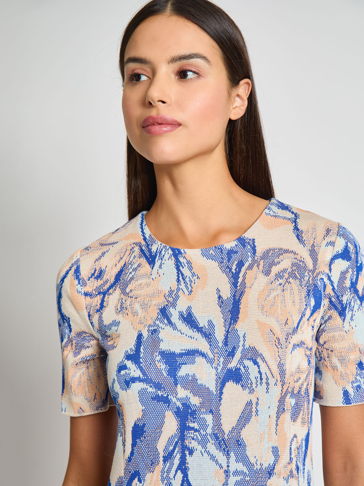 Floral Jacquard Soft Knit Midi Dress - Modern Fit