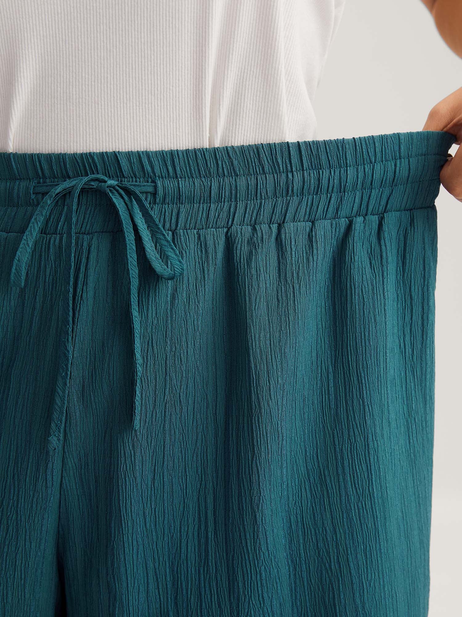 Textured Stretchy Waist Airy Pants
