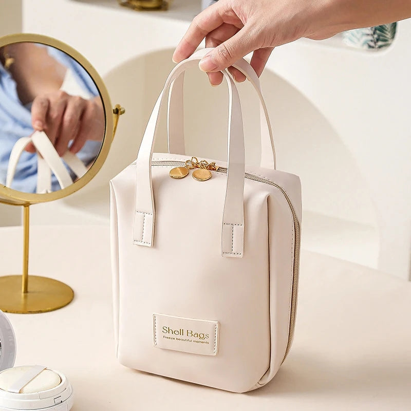 FAUX LEATHER ZIPPER COSMETIC BAG