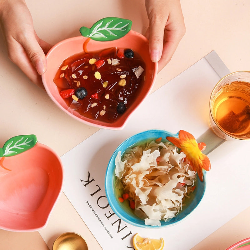Ceramic Tableware Dishes Plate Set Creative Children's Bowl Cartoon Bowl Rice Bowl Dessert Salah Bowl Small Bowl Fruit Bowl