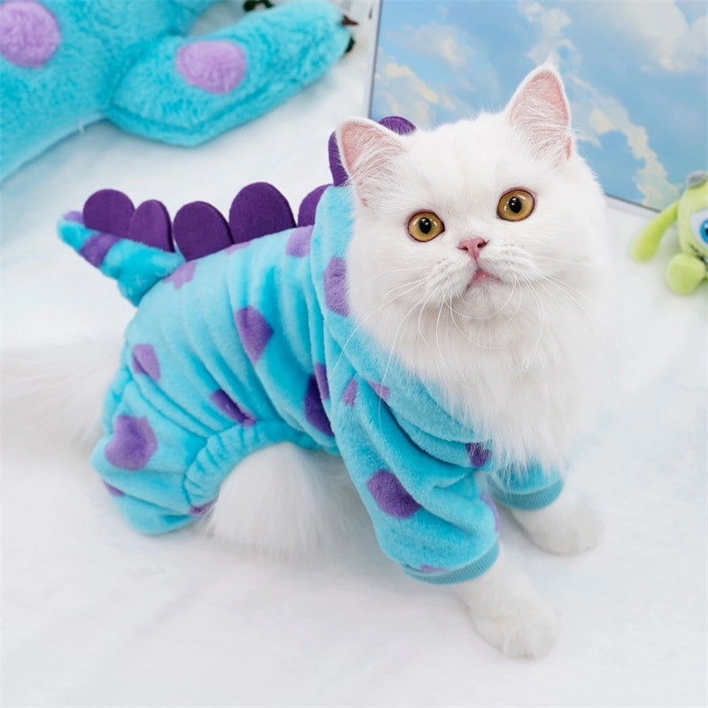 Pet Clothes Teddy Dog Cat Autumn And Winter Cute Thickened Four-legged Clothes Small Medium Dog Flannel Shaper