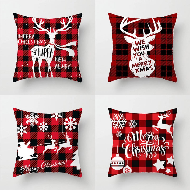 Christmas Ethnic Style Letter Elk Polyester Pillow Cases Couch & Sofa Decor