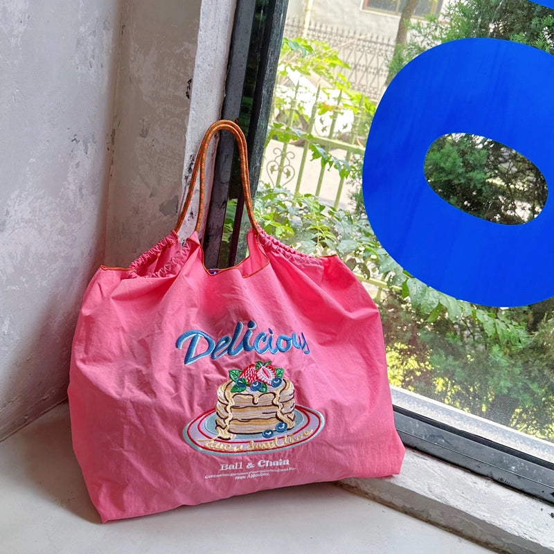 Women's Large Nylon Animal Donuts Basic Classic Style Square Open Shopping Bags