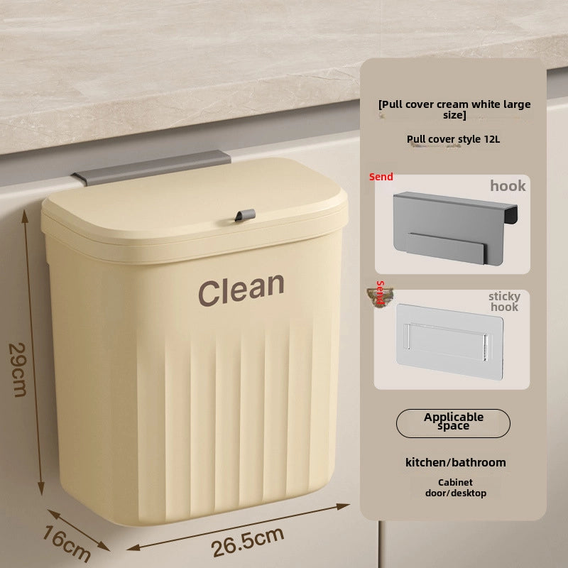 Simple Kitchen Trash Can Household Toilet Wall Hanging Large Capacity Waterproof Load-bearing Trash Basket